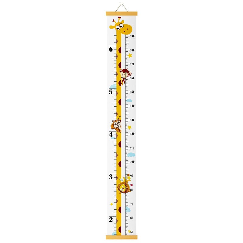 Outivity Baby Height Growth Chart, Canvas Height Chart for Kids Baby Child Toddler Boys Girls, Wood Growth Chart for Wall Room Nursery Decor, Hangable and Removable Waterproof Measuring Wall Ruler for Bathroom - Image 1